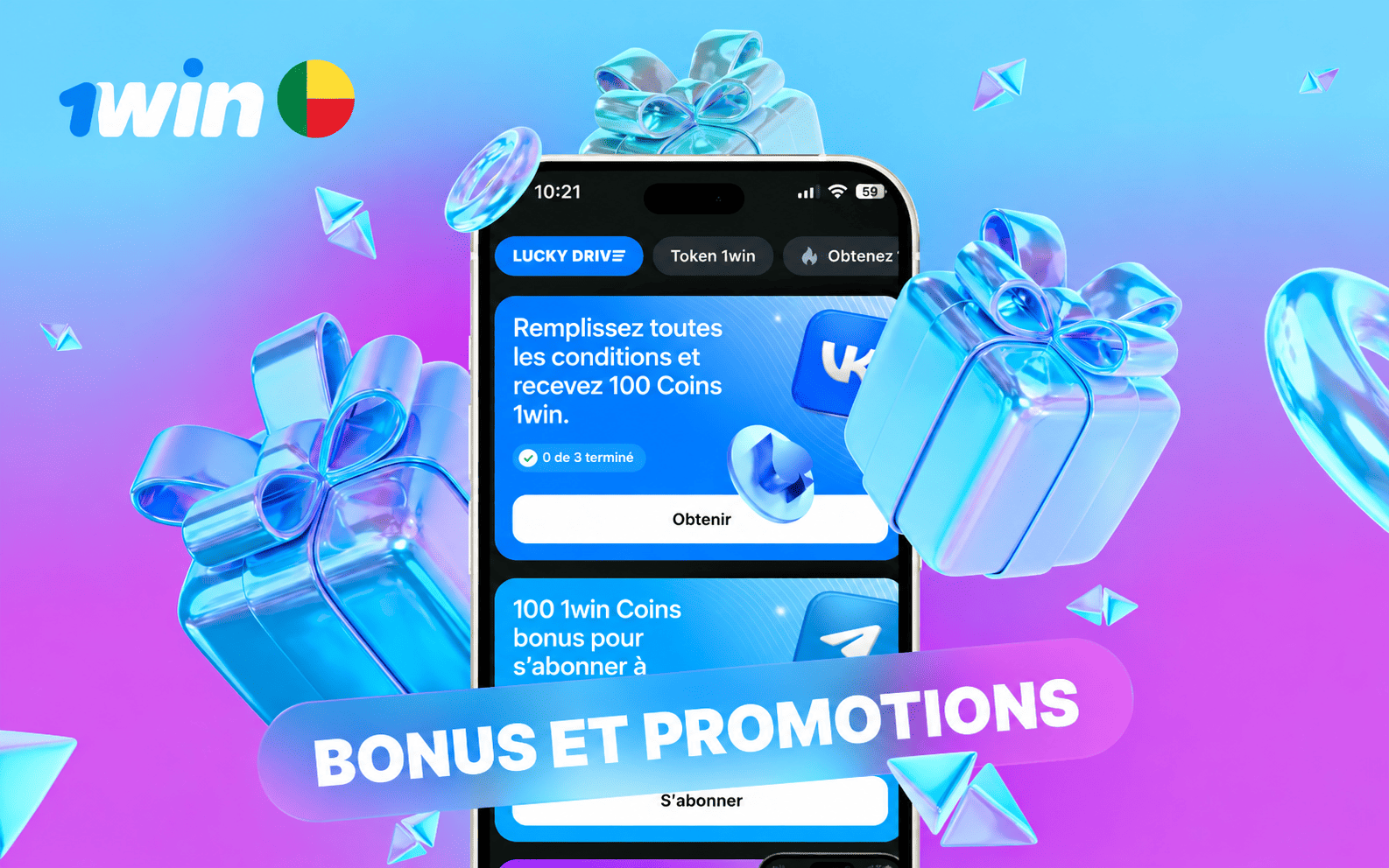 1win bonus Bénin 2026, 500% + 500 FS et code bonus